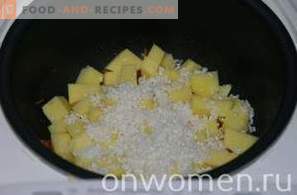 Supă de orez cu chifteluțe într-un aragaz lent