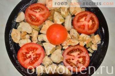 Omelet cu pui și roșii în cuptor