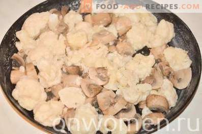 Omelet cu conopidă și ciuperci în cuptor