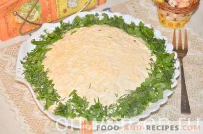 Salata stratificată cu șprot și brânză