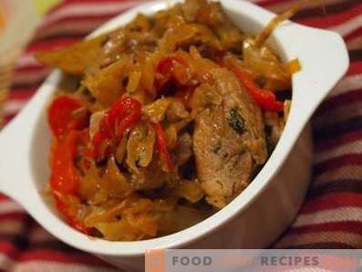 Pork stewed with cabbage in a slow cooker