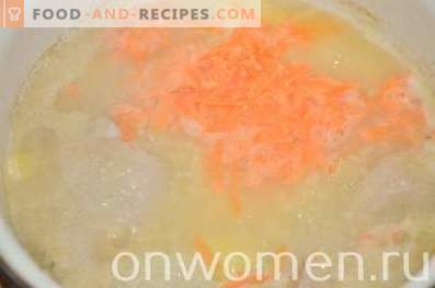 Suppe mit Hirse und Ei in Hühnerbrühe