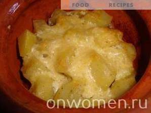 Carne cu cartofi și oale de ciuperci în cuptor